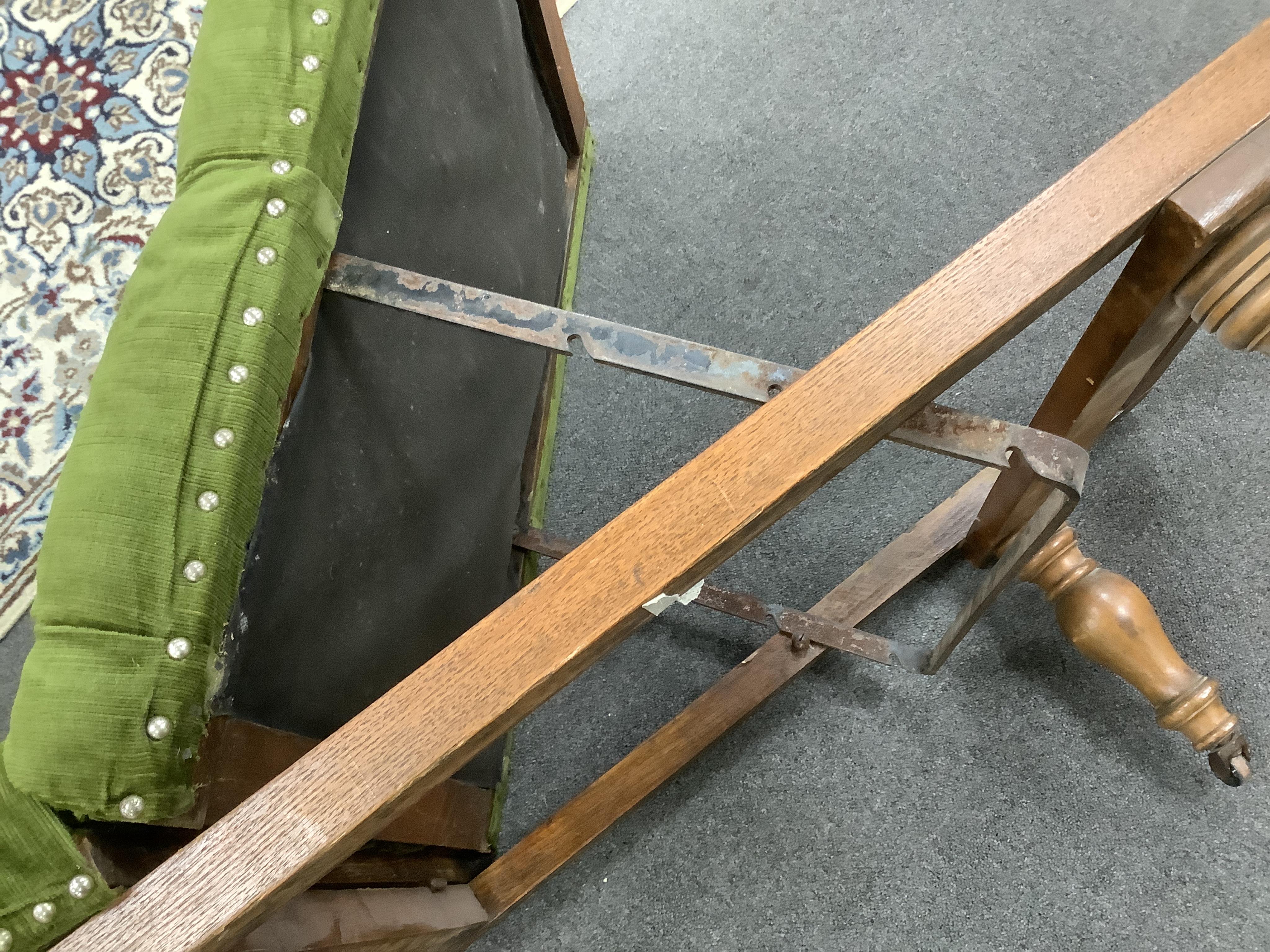 A Victorian mahogany campaign day bed, width 186cm, depth 62cm, height 48cm